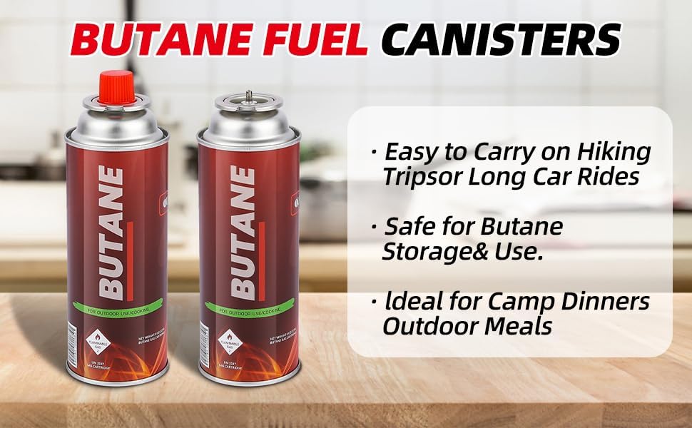 Pack of 4 Butane Fuel Cylinders| 8oz Butane Canisters for Portable Stove | Butane Torch Replacement Canisters